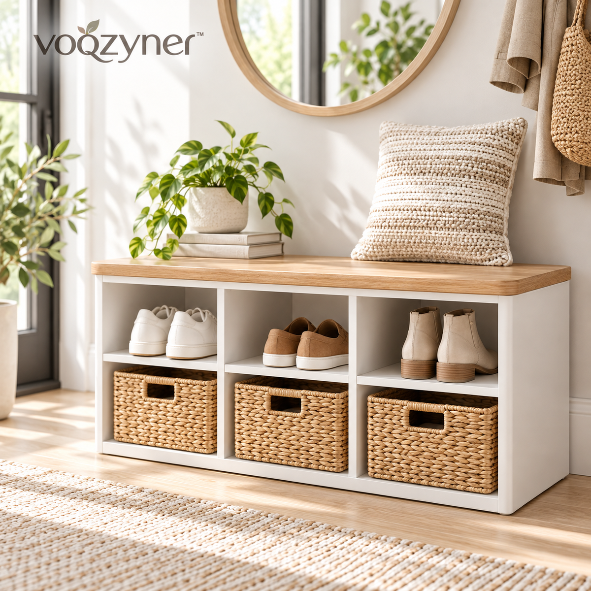 voqzyner™ Modern Shoe Storage Bench