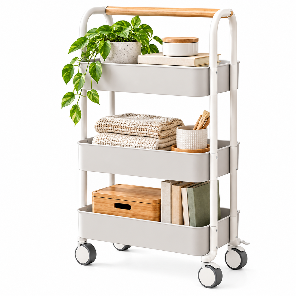 voqzyner™ 3-Tier Rolling Storage Cart