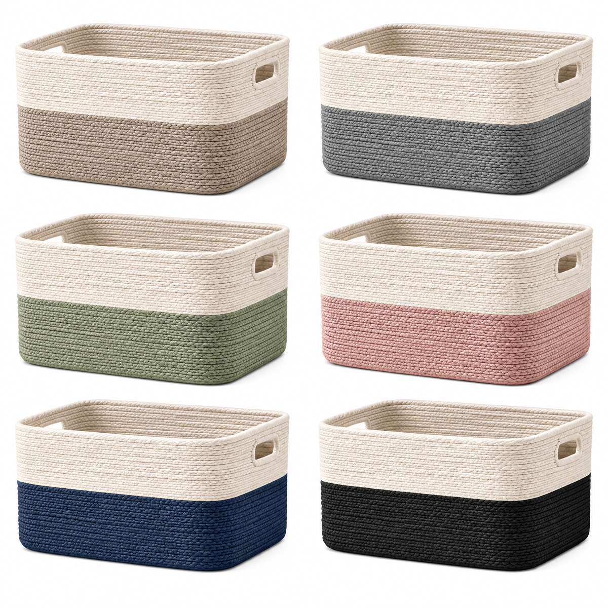 voqzyner™ Neutral Woven Storage Basket Set