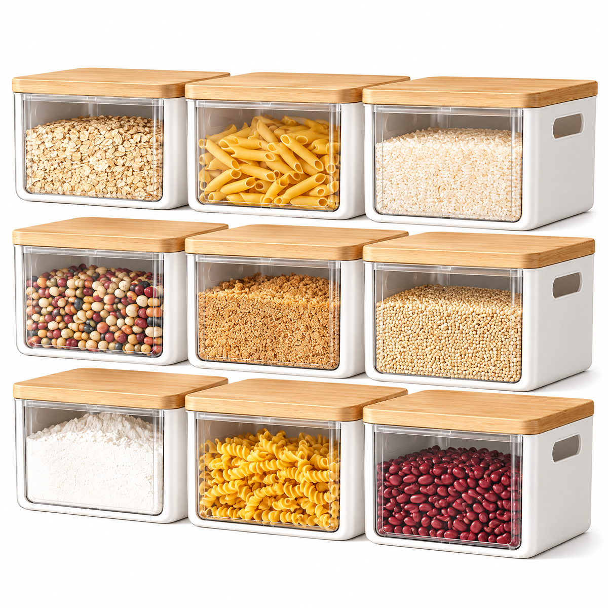 voqzyner™ Bamboo Lid Pantry Storage Container Set