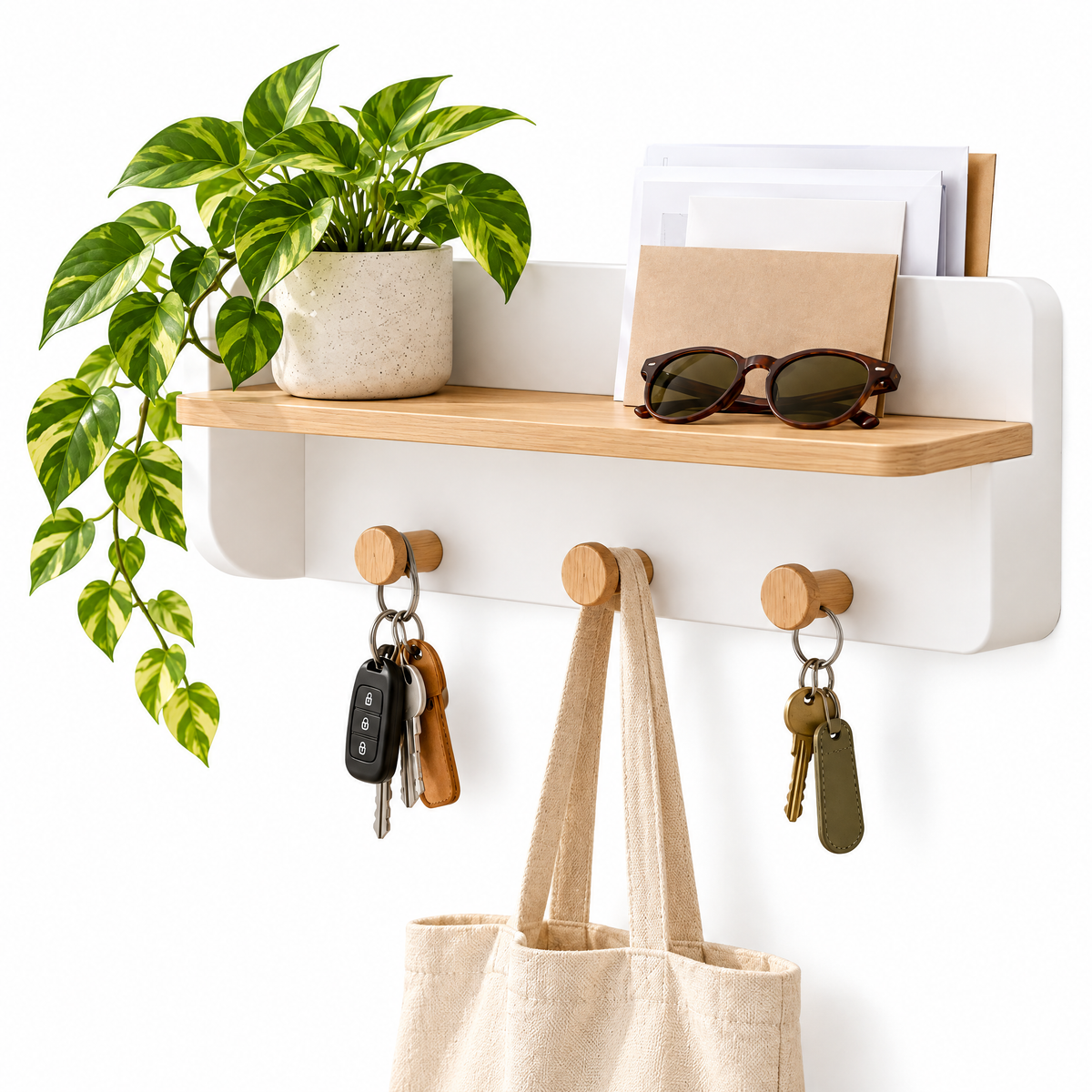 voqzyner™ Entryway Wall Shelf With Hooks