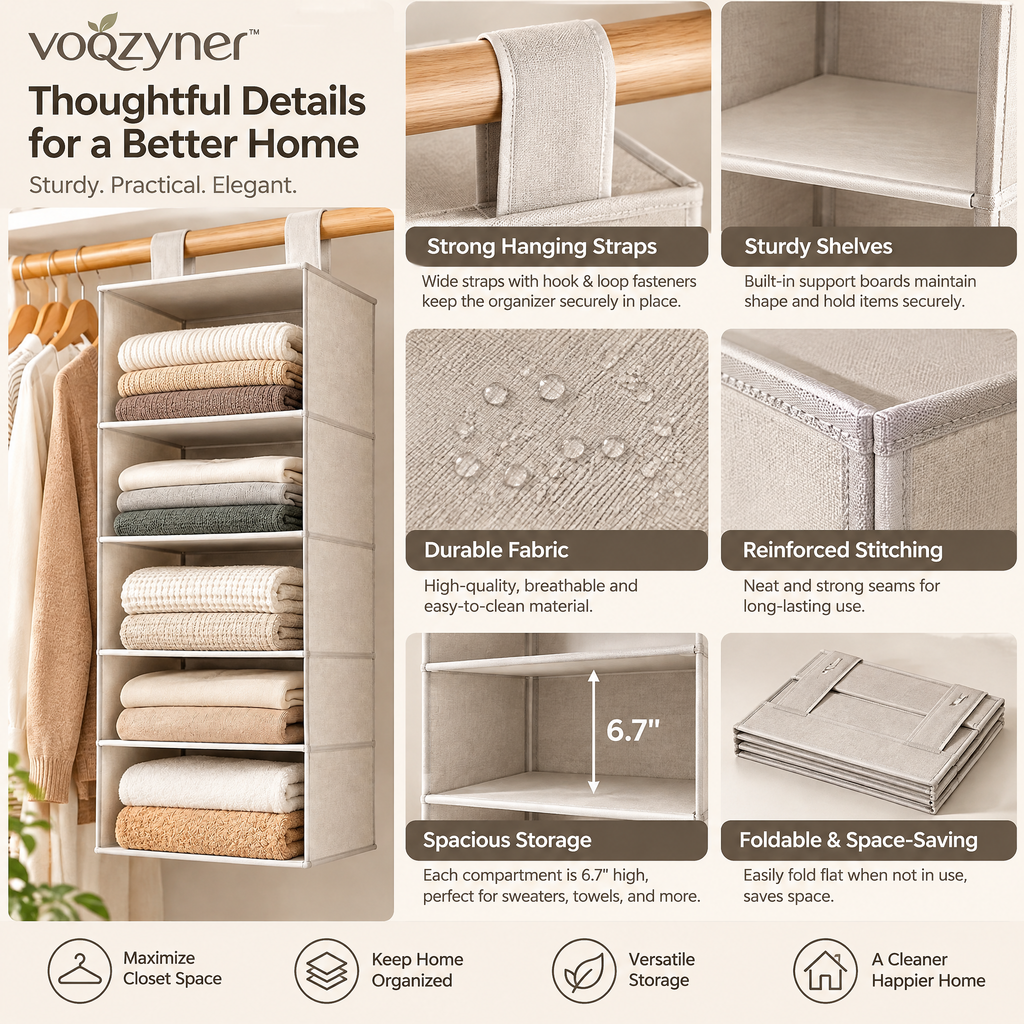 voqzyner™ Hanging Closet Shelf Organizer