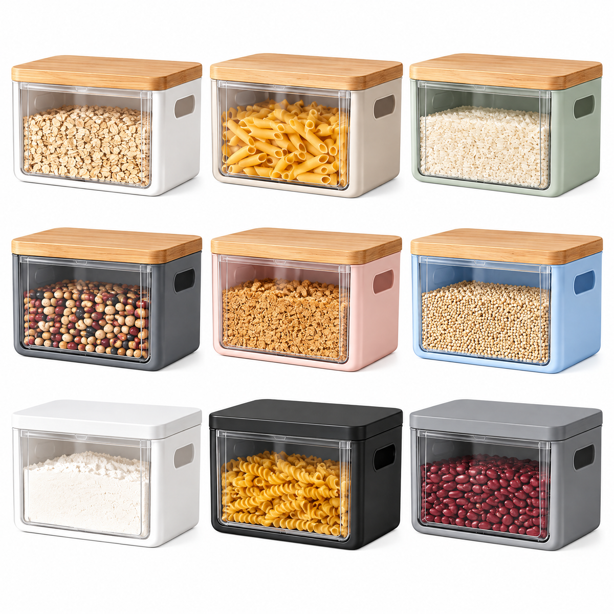 voqzyner™ Bamboo Lid Pantry Storage Container Set