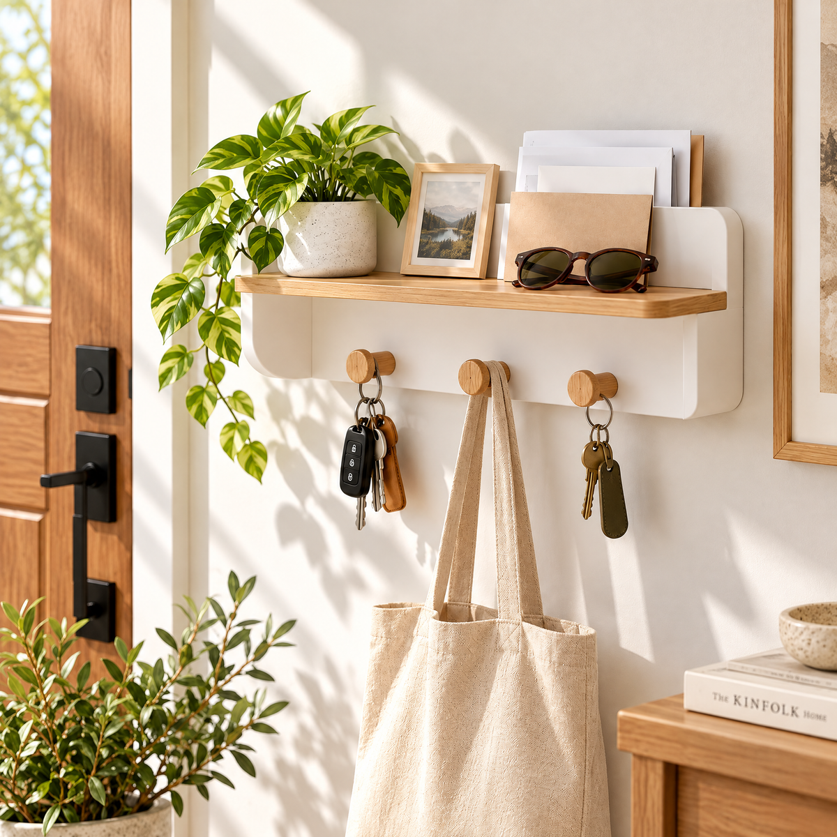 voqzyner™ Entryway Wall Shelf With Hooks